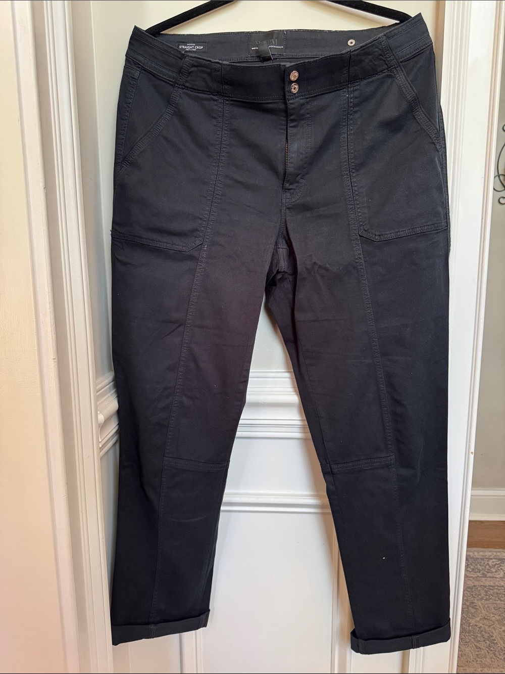 White House Black Market Black Cropped Utility Pants